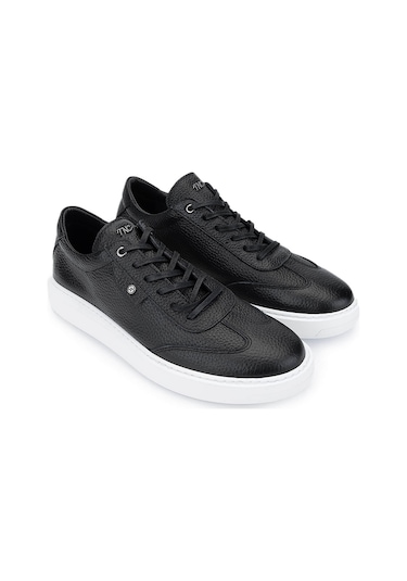 Tamer Tanca Erkek Hakiki Deri Siyah Floter Sneakers & Spor Ayakkabı 352 22350 Erk Ayk Y25 Sıyah Fltr Siyah