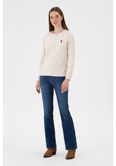 U.s. Polo Assn. Kadın Krem Hırka Triko 50313624-vr071 Krem