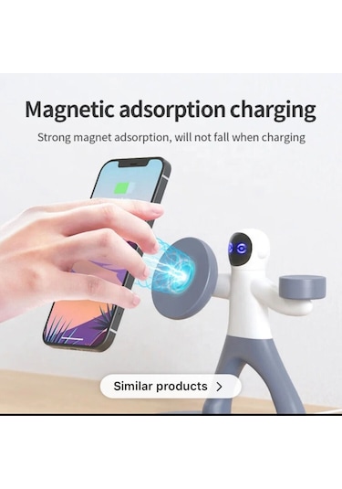 Shineyee Magsafe Spaceman Dual 15w Telefon Tutucu Manyetik Kablosuz Şarj Standı Hızlı Şarj İstasyonu 3'ü 1 Arada Diğer