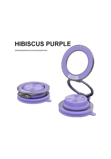 Gateesat Mor 360 Derece Dönen Manyetik Telefon Tutucu, Güçlü Mıknatıs Ve Vakus Emişi, Seyahat İçin Katlanabilir