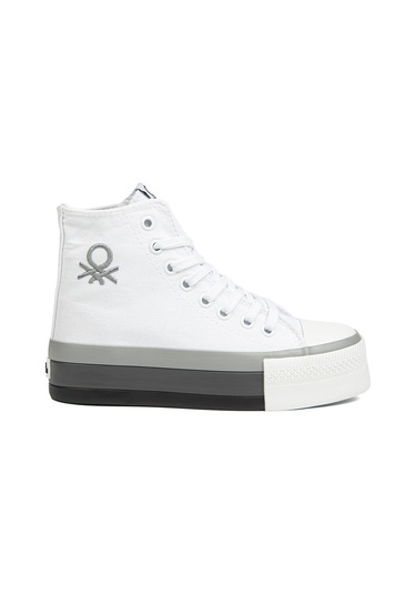 Benetton Bn 30944 3114 Beyaz Gri Kadın Spor Ayakkabı 001