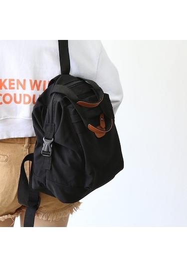 Goldenqian Düz Renk Sırt Çantası Kadın Yeni Kore Tarzı Moda Okul Çantası Kadın Üniversite Öğrencisi Seyahat Sırt Çantası 18krtt Beyaz - Siyah