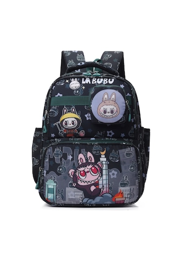 Büyük Kapasiteli Çocuk Çantası Labbu Sevimli İlköğretim Okulu Sırt Çantası Anaokulu Bubble Mat Çantası Koyu Yeşil - Siyah