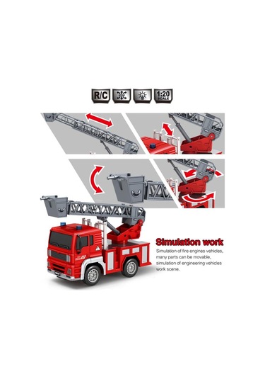 Kumandalı Oyuncak 1:20 Ölçek Pilli Işıklı Sesli Merdivenli İtfaiye Aracı