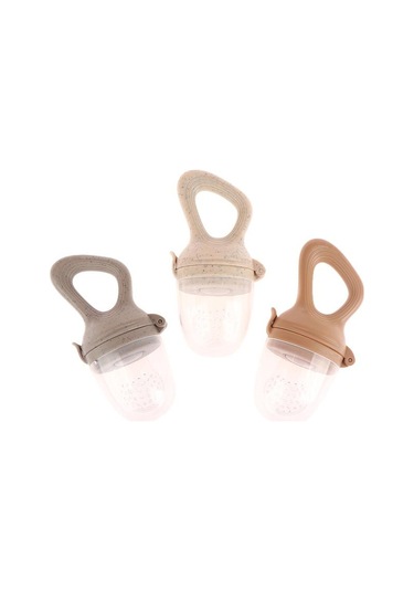 Gri Kapaklı Silikon Bebek Meyve Besleyici Bebek Emziği Taze Gıda Emzik Nibbler Gri