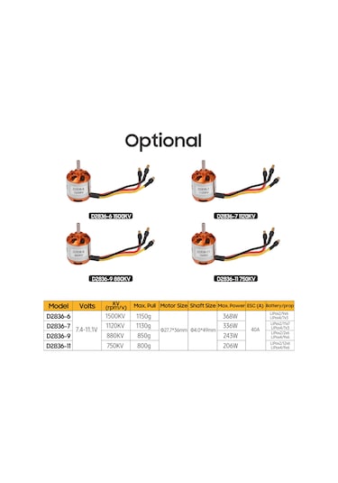 Kosona D2836-9 880kv Bakır Rengi Sabit Kanat Uçak Modelleri İçin Brushless Motor