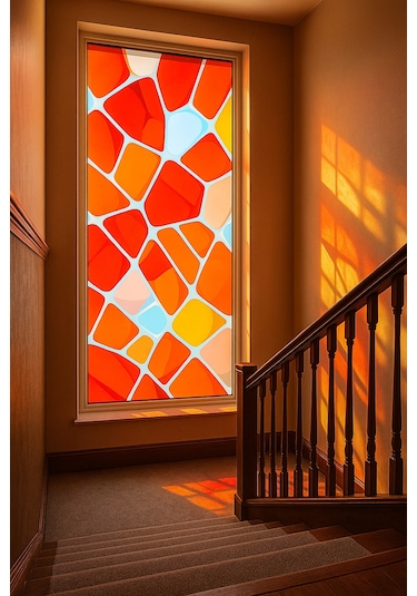 Vitray Desen Yapışkanlı Şeffaf Folyo 67cmx 2 Metre Turuncu