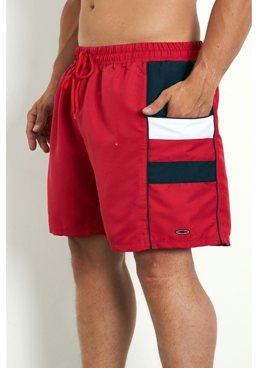 Enrico Ferry Erkek Kırmızı Cepli Büyük Beden Deniz Şortu Edy2517b Kırmızı