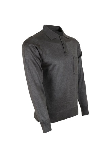 Erkek Gri Kazak Polo Yaka Yünlü Klasik Normal Kesim Rar00649