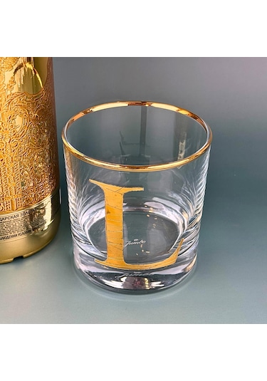 Perlotus L Harfli Gold Altın Yaldızlı Viski Kadeh Bardak Jumbo Serisi Altın