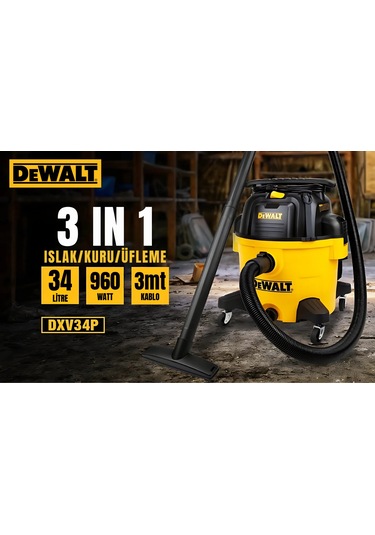Dewalt Dxv34p-qt 960w 34lt Islak Ve Kuru Elektrikli Süpürge