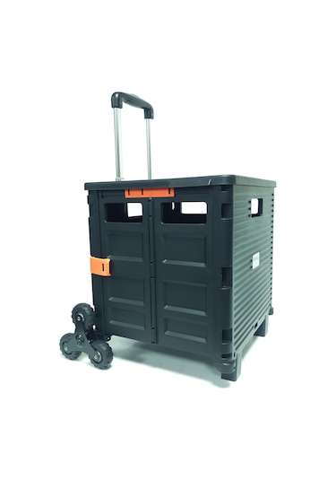 Balatlı Katlanabilir BY06-B Merdiven Çıkabilen Taşıma Arabası Siyah