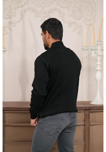 Woolen World Balıkçı Yaka Desenli Yünlü Erkek Triko Kazak Antrasit