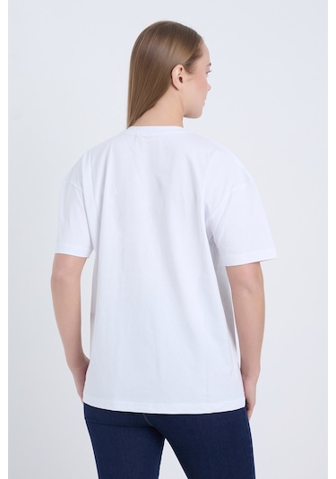 Velvoria Unisex Oversize Beyaz Scooter T-shirt