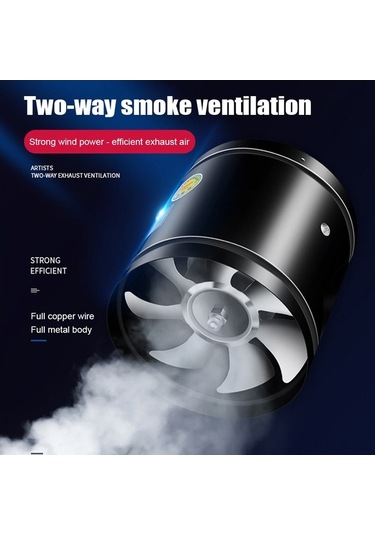Didadodo Sessiz 4/6/8 İnç Hava Temizleyici Fan - Mutfak, Banyo, Restoranlar İçin Siyah Siyah