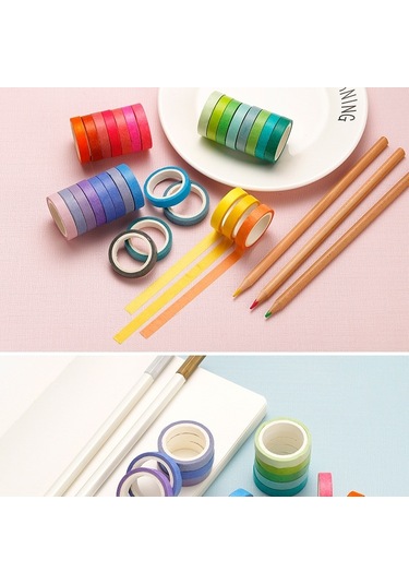 Cbtx 60 Renk/kutu 8mmx4m Saf Renk Gökkuşağı Bant El Defter Dekorasyon Çıkartma