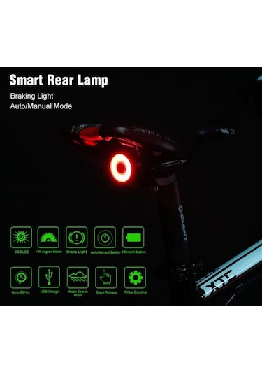 Forte Gt Usb Şarjlı Akıllı Bisiklet Arka Işık Xbyc 6041 Siyah