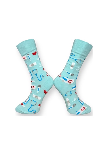 3'lü Unısex Sağlık Temalı Esnek Nem Alabilen Pamuklu Spor Soket Çoraplar Çok Renkli
