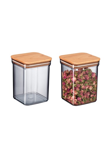 Madame Coco Kaviera 1000ml Ahşap Kapaklı Saklama Kabı 2'li 1ksakl04321000ml-füme Çok Renkli Madame Coco Kaviera 1000ml Ahşap Kapaklı Saklama Kabı 2'li 1ksakl04321000ml-füme Çok Renkli