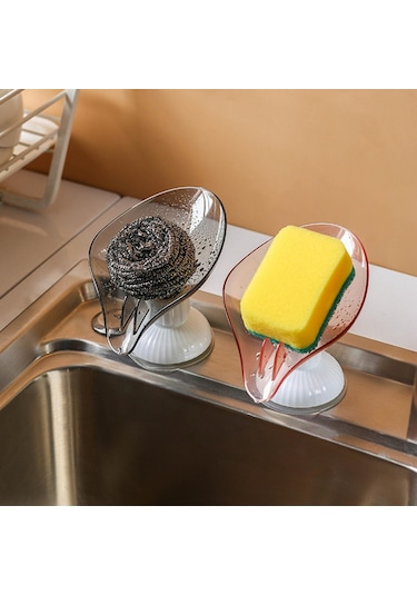Suntek Banyo Pembe Plastik Yaprak Şekli Sabunluk Tutucu