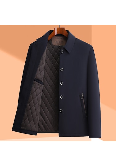 Sonbahar Ve Kış İçin Erkek Sıcak Mont Koyu Mavi