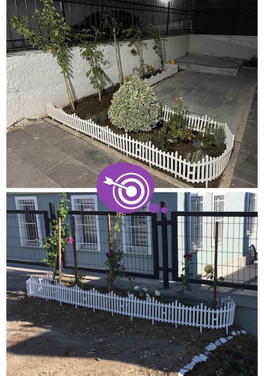 Dekoratif Bahçe Çiti Plastik Çit Peyzaj Koruma Panel Çit 1 Adet 59 Cm Beyaz