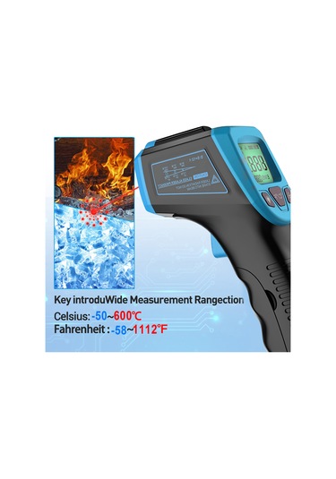Tenfowee "yüksek Hassasiyetli Endüstriyel Kızılötesi Termometre -50 C-600 C Mavi Renk"