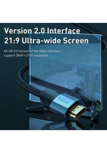 Baseus Hdmı 2.0 4K 219 Geniş Ekran Destekli Hdmı Kablo 3 Metre