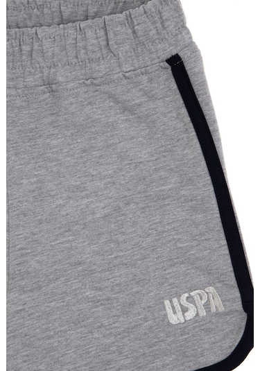 U.S. Polo Assn. Kız Çocuk Gri Melanj Regular Fit Örme Şort 50306297-VR086