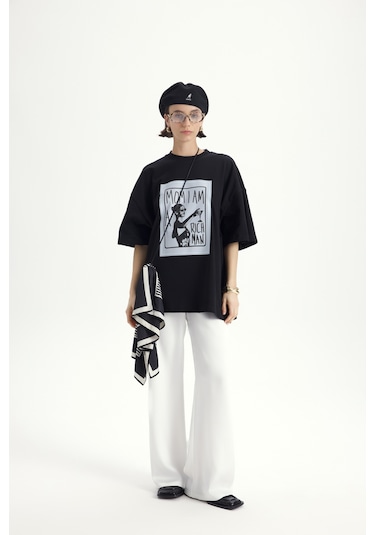 Mai Studıos Mai Studios Co. Rich Woman Oversize Siyah T-shirt SIYAH