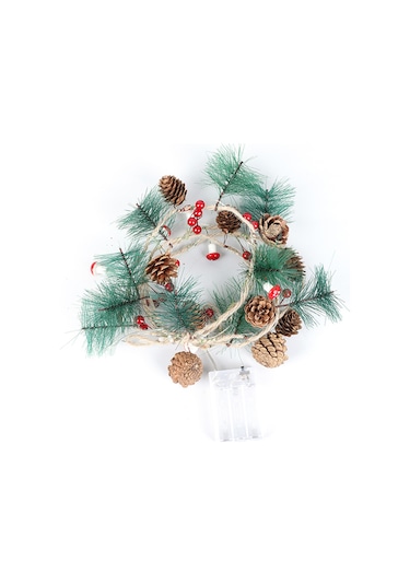 Geeksen Noel Led Işık Zinciri 2m 20 Işık, Çam İğnesi, Kozalak Ve Mantar Dekorasyonu, Pil Beslemeli Pil Yok Diğer