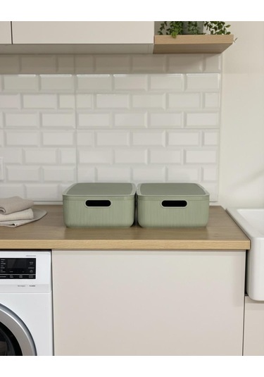 Okyanus Home Linea Smart Box Yeşil 4,5 Lt 2 Adet Kapaklı Çok Amaçlı Saklama Kutusu Yeşil