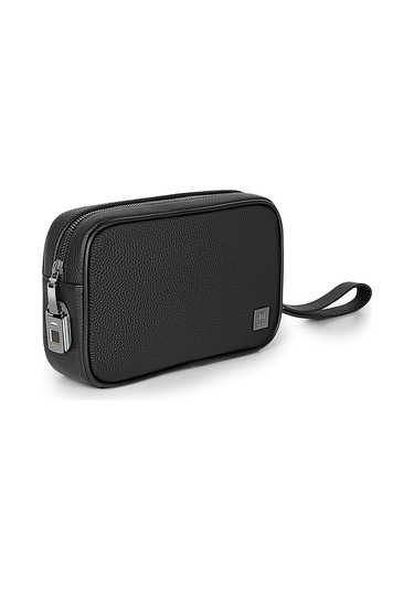 Wiwu Master Hakiki Deri Parmak İzi Kilitli Çok Fonksiyonlu Taşınabilir Mobil Aksesuar Çantası Siyah
