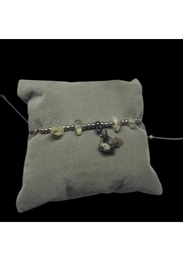 Yeşim Taşı Halhal Doğal Taş Bileklik Hal Hal Ayarlanabilir İpli Yeşil Taşlı Kristalize Kırık Taş Şifalı Halhal Bileklik Yeşil