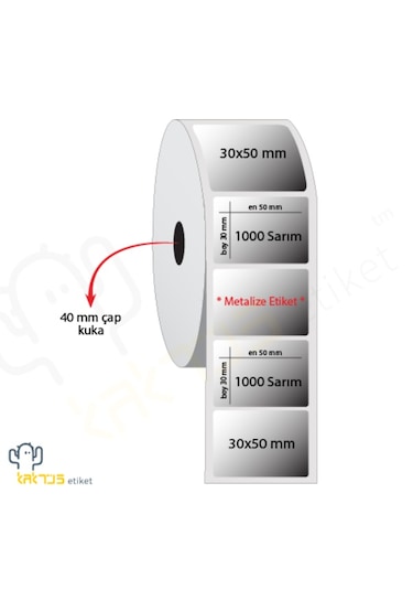 Silvermat Demirbaş Etiketi 30mm X 50mm Ruloda 1000 Adet 1