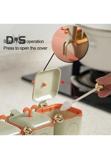 Createtech Pratik Toz Geçirmez Çeşni Kabı Seti Mükemmel Tuz Baharat Kutusu Yeşil