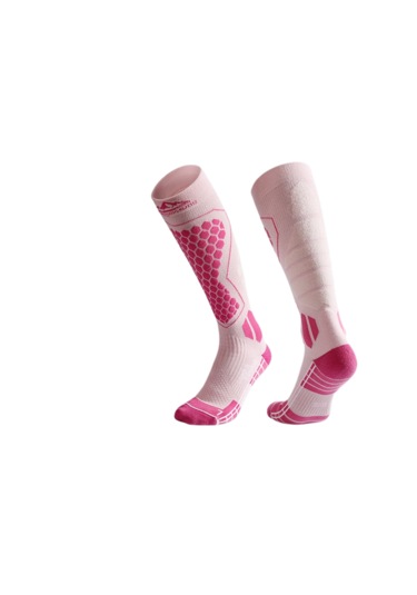 Kış Profesyonel Yün Kayak Çorapları- Wool Style Rose Red 35-39 Pembe