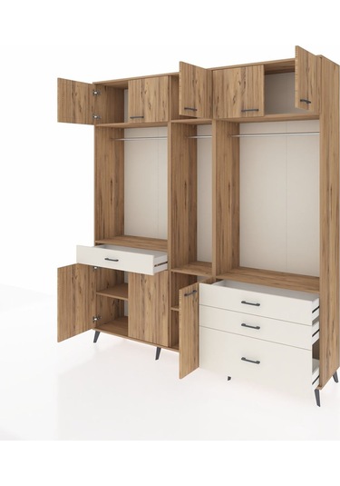 Hyperion Dolap 8 Raflı 4 Çekmeceli 3 Askılı 220x44x243 Çam-çam/aytaşı Atlas Çam/aytası