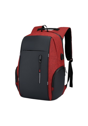 Laptop Sırt Çantası Kadın Erkek Omuz Çantası Kolej Kırmızı Kızıl Kırmızı