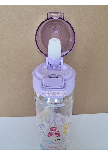 Pipetli Suluk Matara - Kilit Kapaklı Cat Meow Kedi Temalı - 500 Ml