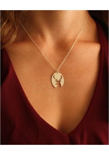 Gümüş Geyik Kolye 487766065