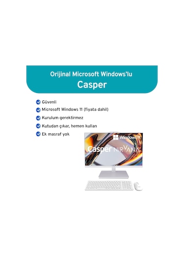 Casper Nirvana  A80.1342-DF00A-V-B  i5-13420H 32 GB  1 TB NVME SSD W11H AIO Masaüstü Bilgisayar