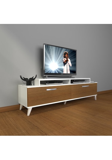 Decoraktiv Ekoflex 4 Slm Retro Tv Ünitesi Tv Sehpası Beyaz - Ceviz