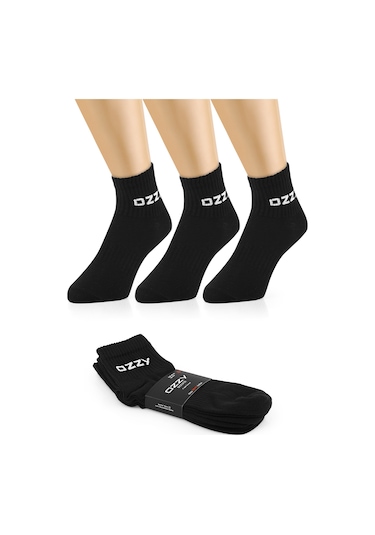 3 Çift Kısa Konçlu Tenis Spor Çorabı Siyah Paket Beyaz