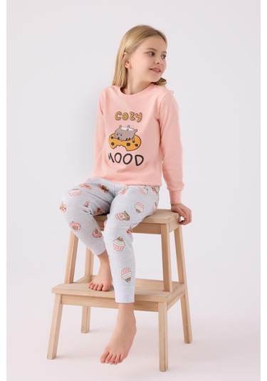 Rolypoly Kız Çocuk Uzun Kol Pijama Takım A.somon-1723 SOMON