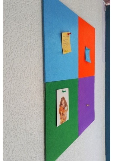 Keçe Kumaş Kaplı Mantar Duvar Panosu 4 Renkli 30X30 Cm 4 Adet