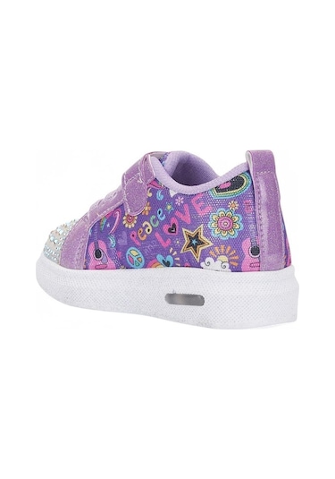 4001 Kız Bebek Keten Işıklı Sneaker Lila