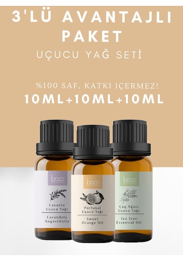 Boco Born In Cosmetics Çay Ağacı + Lavanta + Portakal Saf Aromaterapi Uçucu Yağı 3 x 10 ML