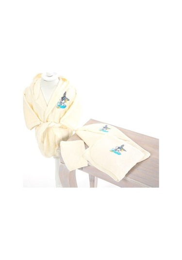 Yenidoğan Erkek Bebek Nakışlı Bugs Buny Lisanslı Bambu Krem