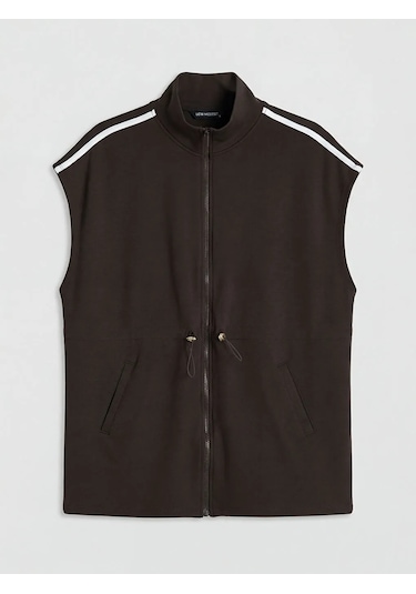 Lc Waikiki Kahverengi Dik Yaka Oversize Kadın Yelek